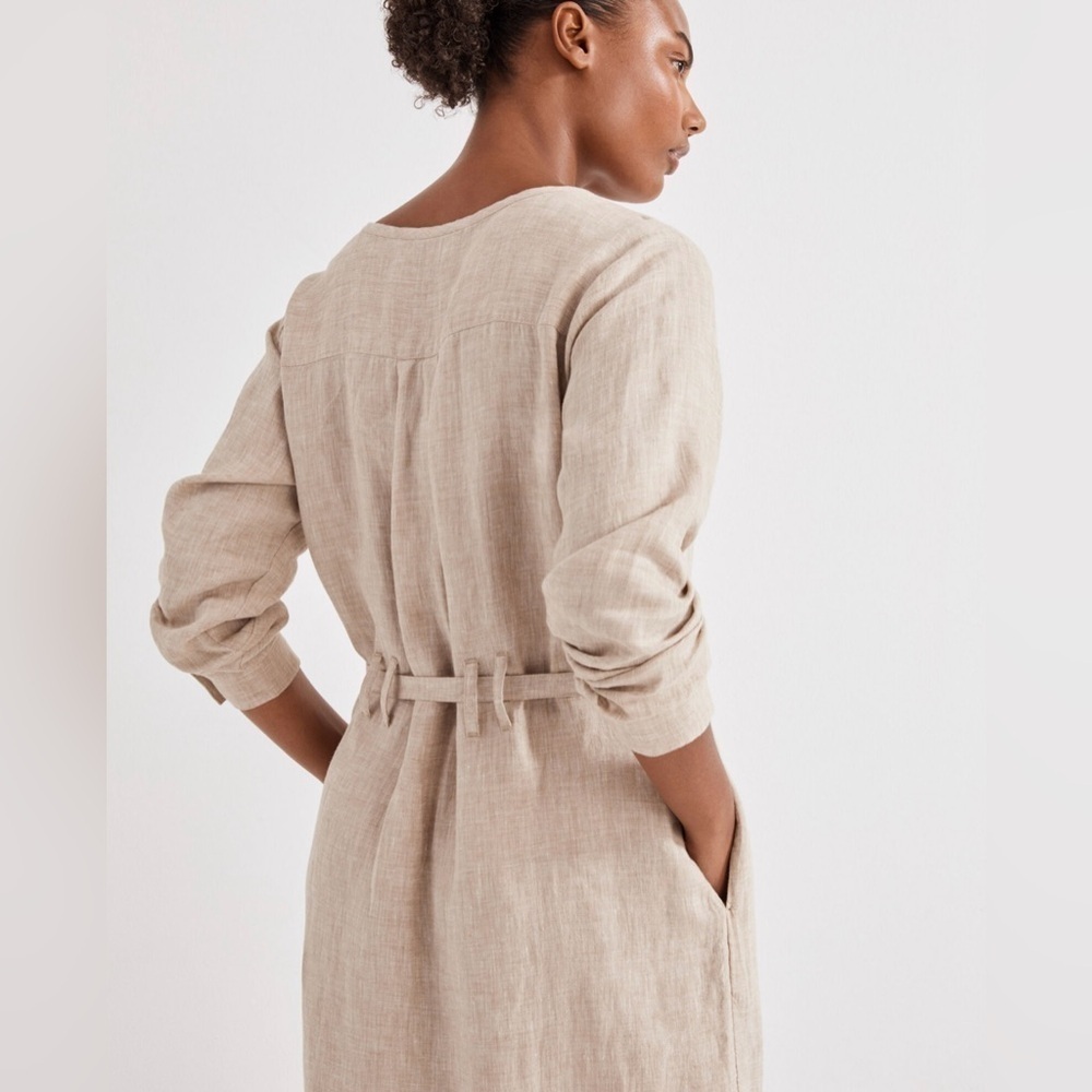 HAVEN WELL WITHIN | NWT LINEN SHIRT DRESS IN CAMEL LARGE - Picture 3 of 11